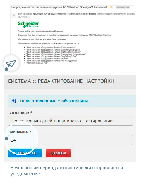 Уведомления о не пройденных тестах