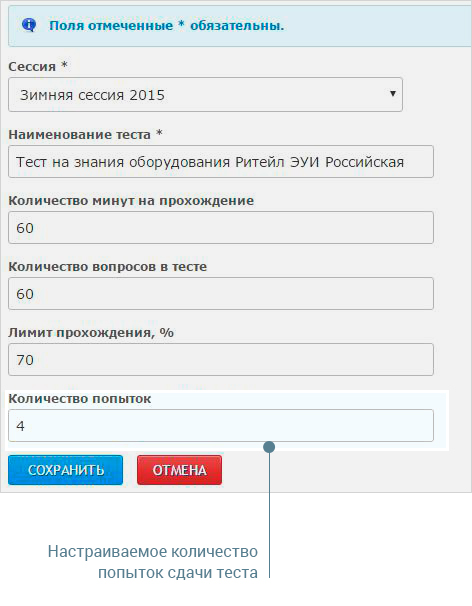 Попытки сдачи теста